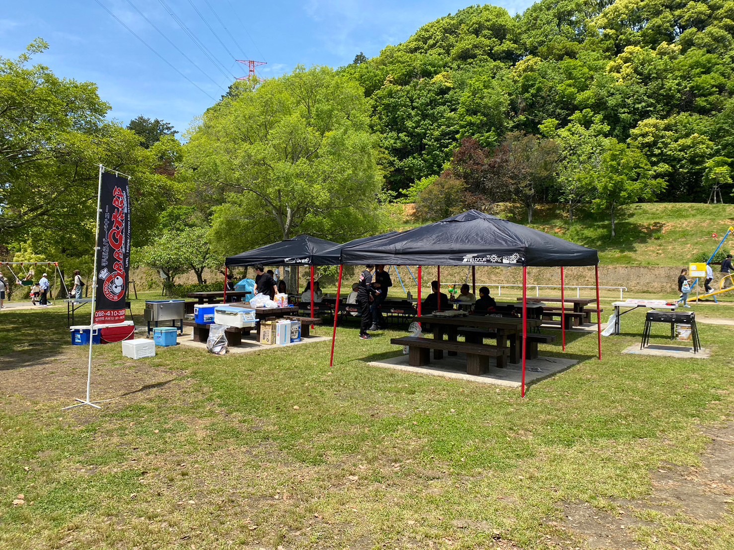 BBQ太郎福岡店スタッフによる設営風景